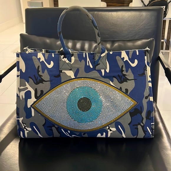 Handbags - Evil Eye Crystal Camo Tote Bag